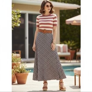 Gilli Maxi Skirt Women S Geometric Print Retro Boho Pull On Stretch Travel Comfy